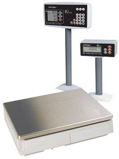 Waage mit Metallplatte, erhöhtem Touchscreen und erhöhtem Bildschirm