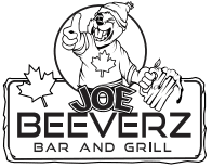 Joe Beeverz Bar and Grill logo with cartoon bartender and bold text