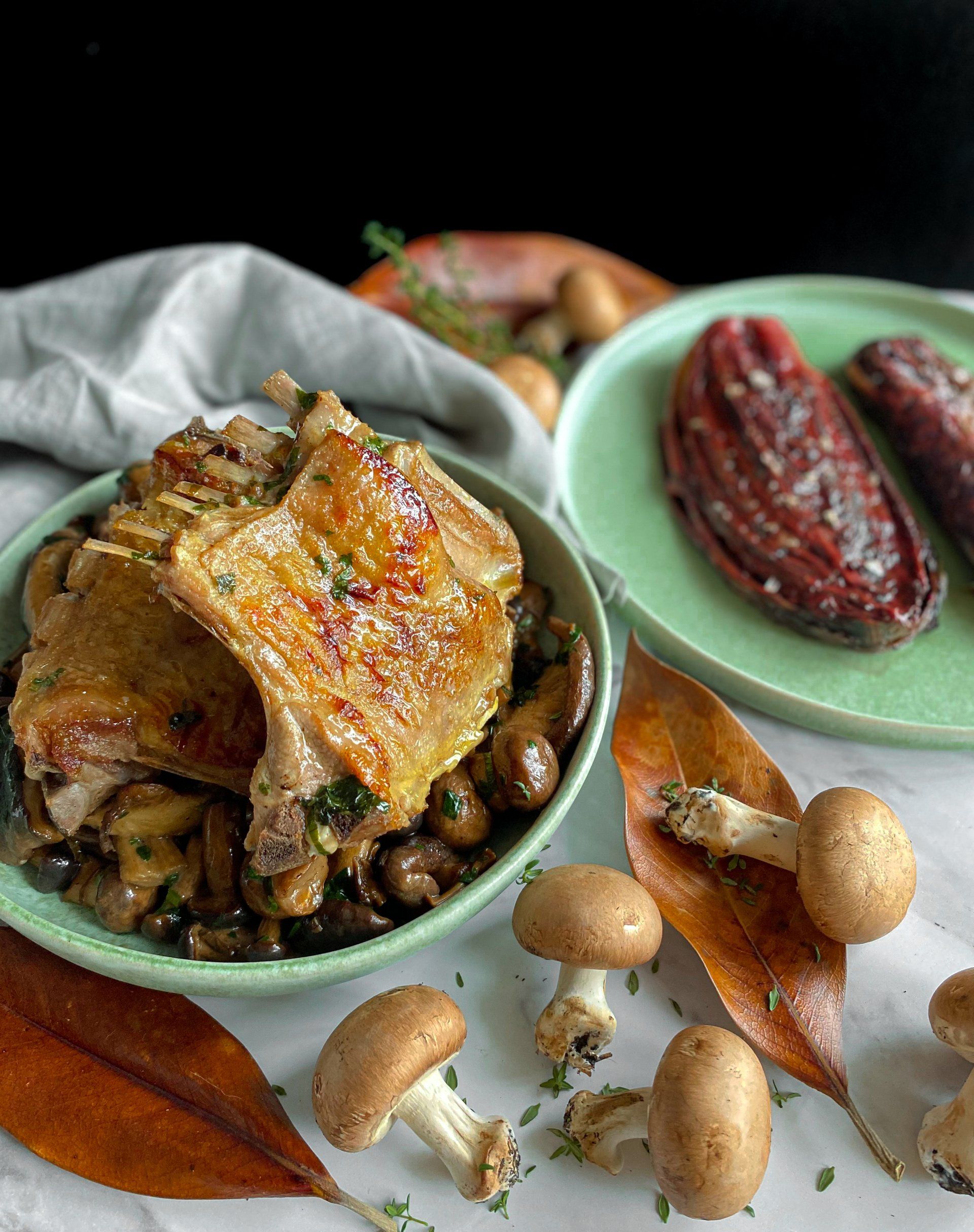 costolette radicchio funghi foglie