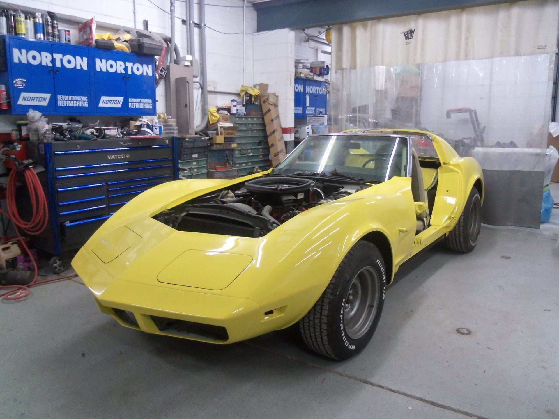 Yellow Vintage Car with Exposed Engine — Villas, NJ — John's Auto Body
