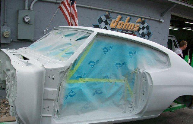 Car Being Painted — Villas, NJ — John's Auto Body