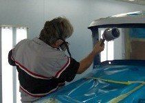 Man Spray Painting Car — Villas, NJ — John's Auto Body