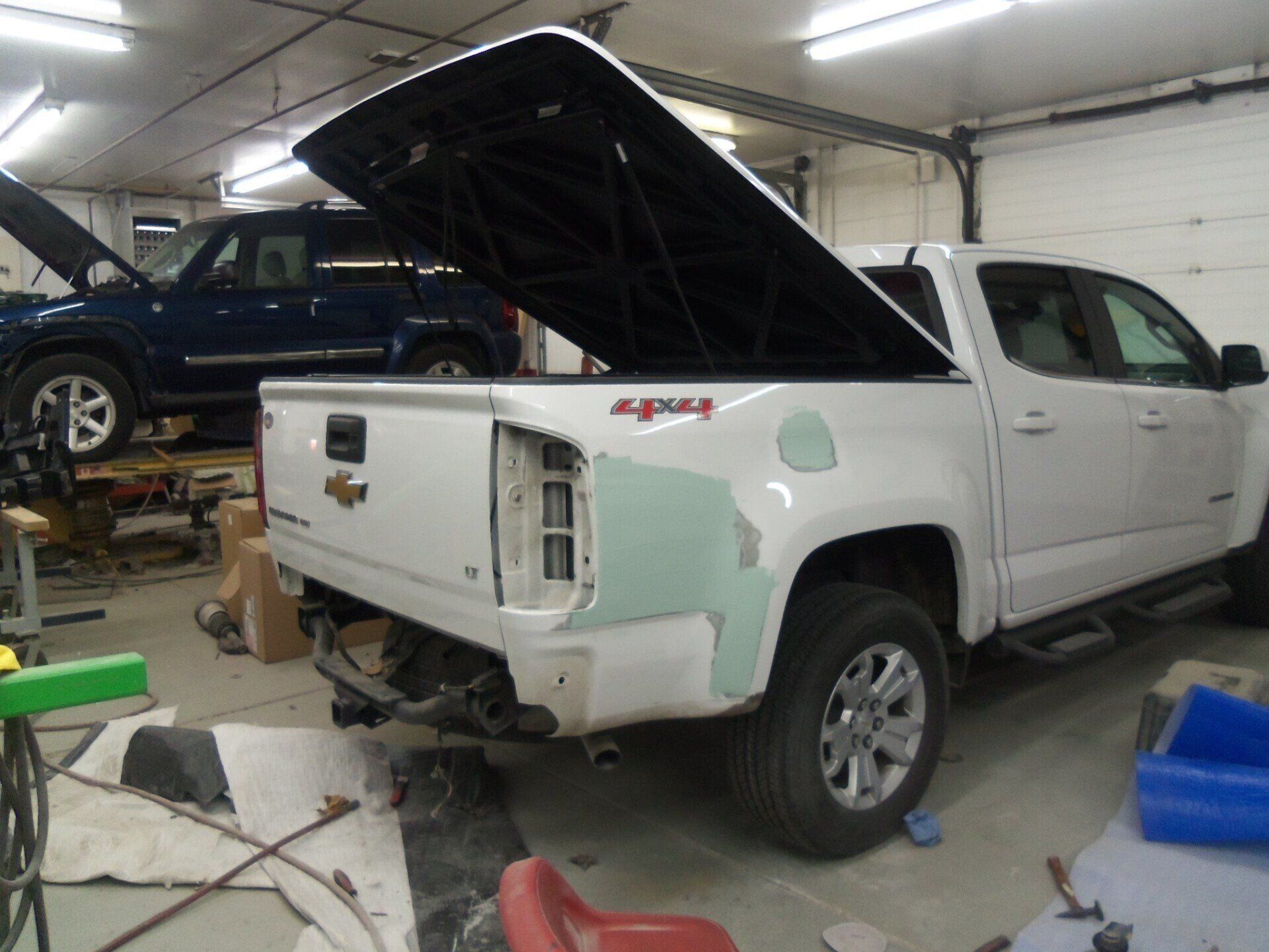 Rear of White Truck During Repair — Villas, NJ — John's Auto Body
