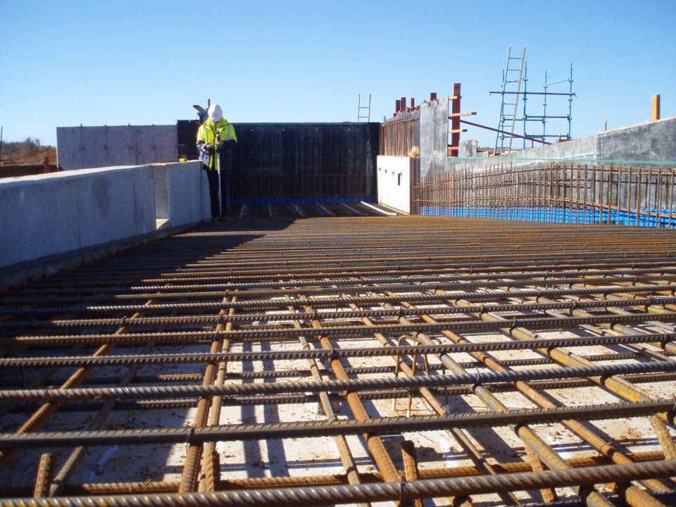 Closeup of roof top with installed inter-connected steel