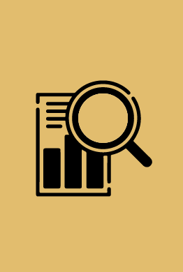 A magnifying glass is looking at a graph on a yellow background.