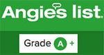 A green sign that says `` angie 's list grade a + ''