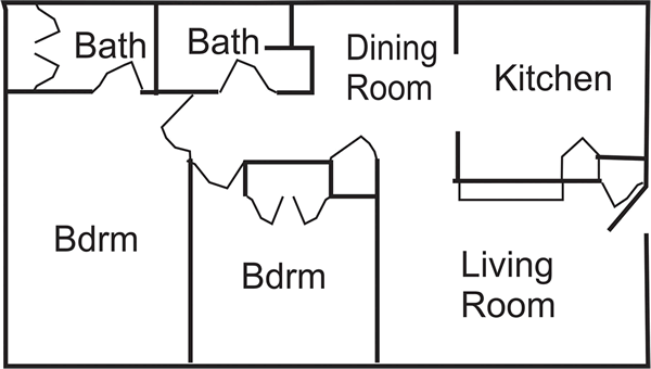 Two bedroom floor plan