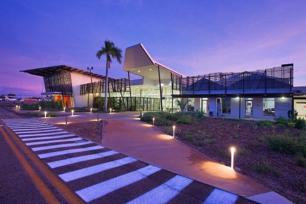 Exterior view of a building at night