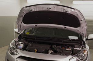 open bonnet of a car