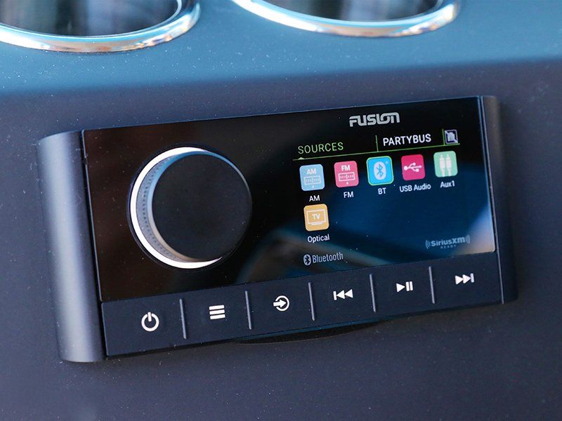 A fusion receiver is mounted on the side of a car