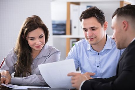 couple in a meeting lawyer