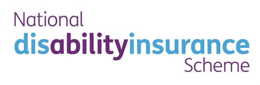 National Disability Insurance Scheme logo with purple and blue text on a light background