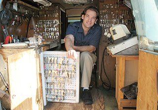 Local locksmith at his office