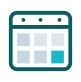 Calendar icon with teal highlighted date.
