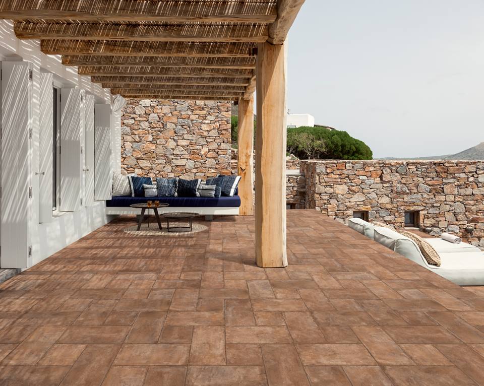 Pavimento in gres porcellanato effetto cotto di saime ceramiche