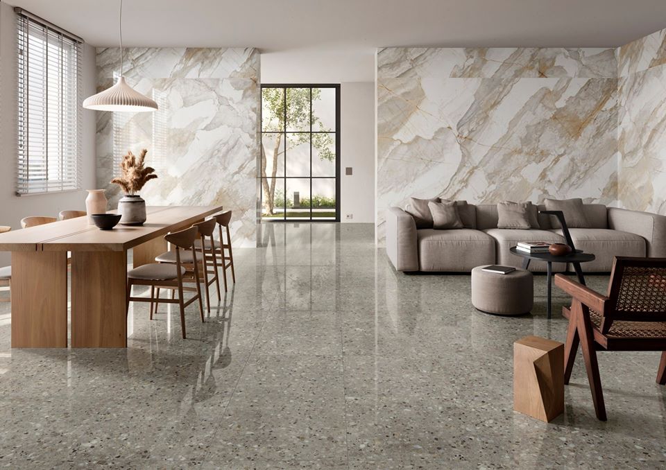 pavimento e rivestimento in gres porcellanato  di saime ceramiche serie cave
