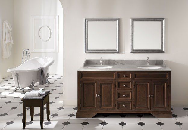 mobile bagno doppio lavabo noce eban