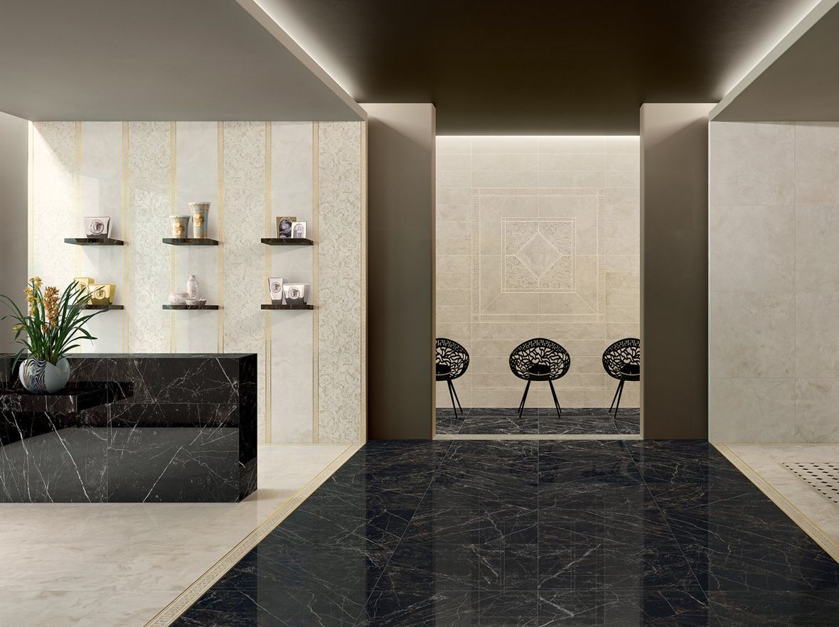 pavimento e rivestimento in gres porcellanato serie emote di versace ceramics