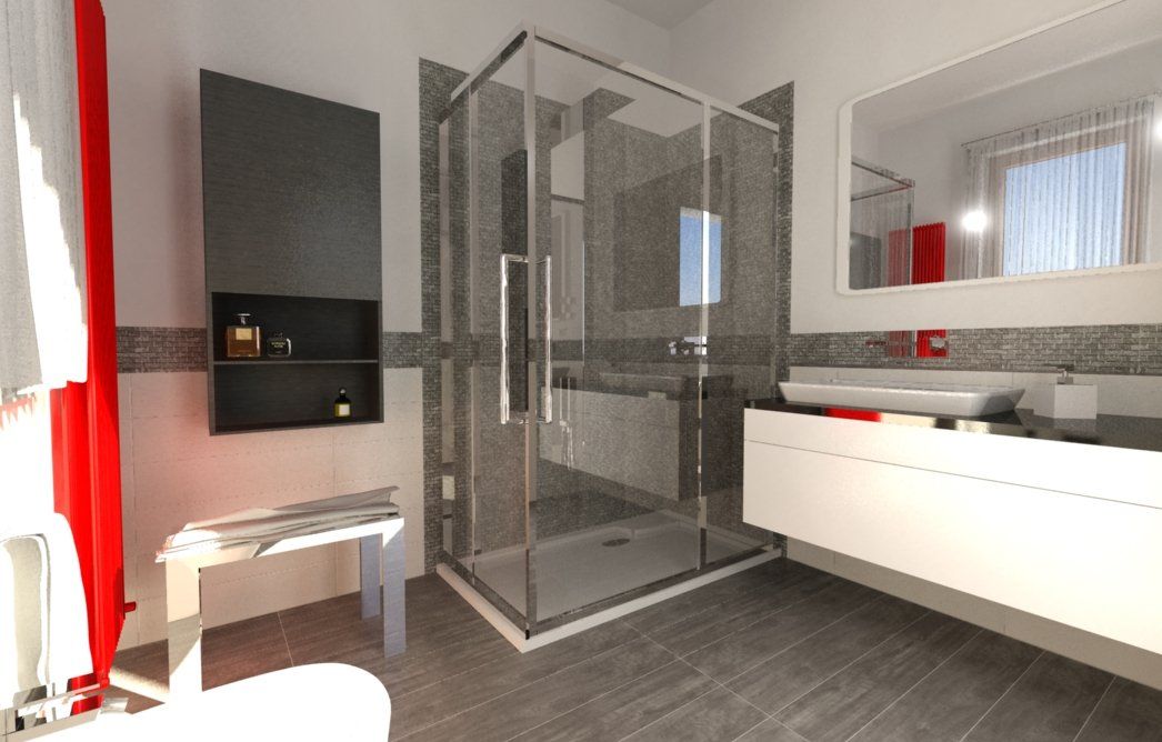 Progettazione bagno moderno con doccia