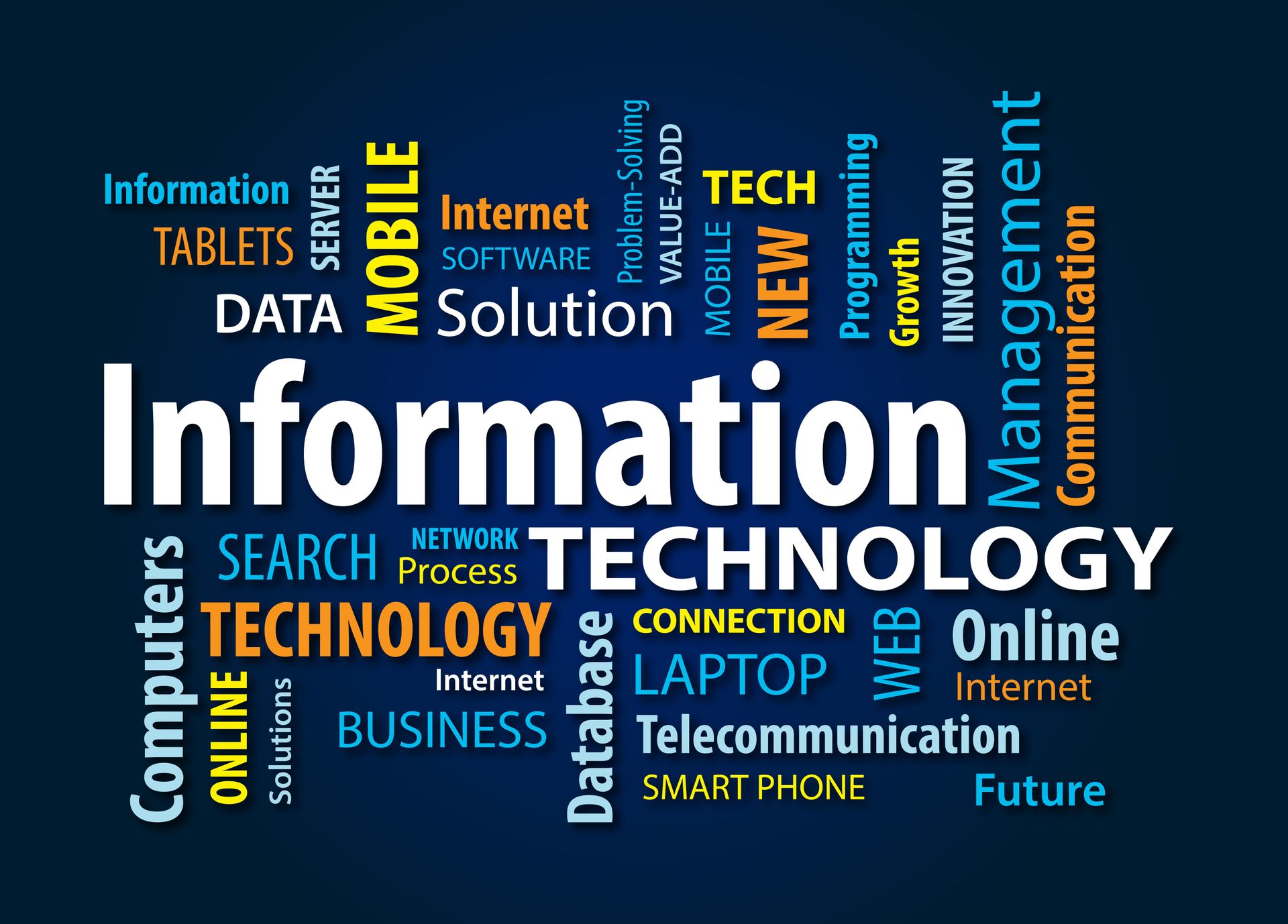 A blue background with information technology written on it