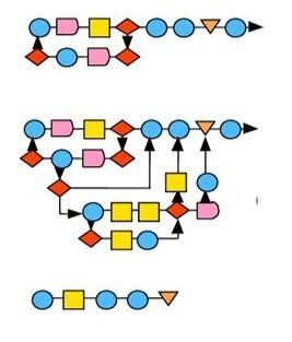 A drawing of a flow chart with arrows pointing in different directions