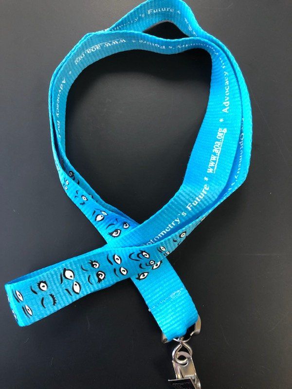 A blue lanyard that says ' where to ' on it