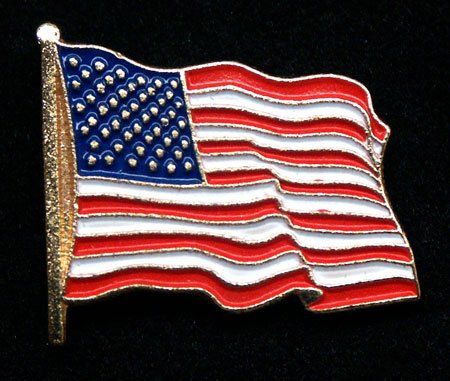 A pin with an american flag on it