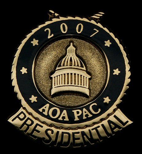 2007 aoa pac presidential badge on a black background