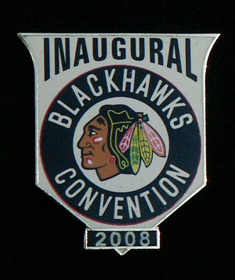 An inaugural blackhawks convention pin from 2008