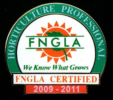 A green and white logo for horticulture professional fngla