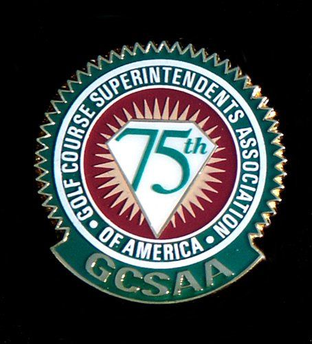 A 75th anniversary logo for the golf course superintendents association of america