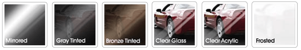 Collage of Brano door glass finishes