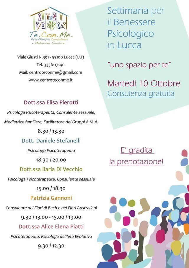 volantino evento della settimana per il benessere psicologico