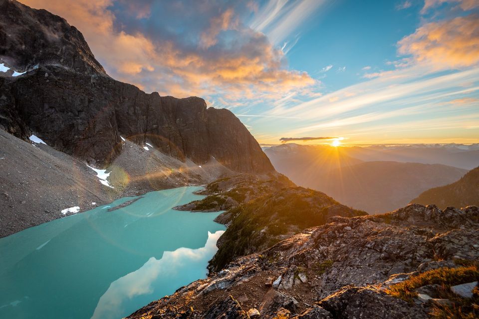 Sunset on Wedgemount lake
