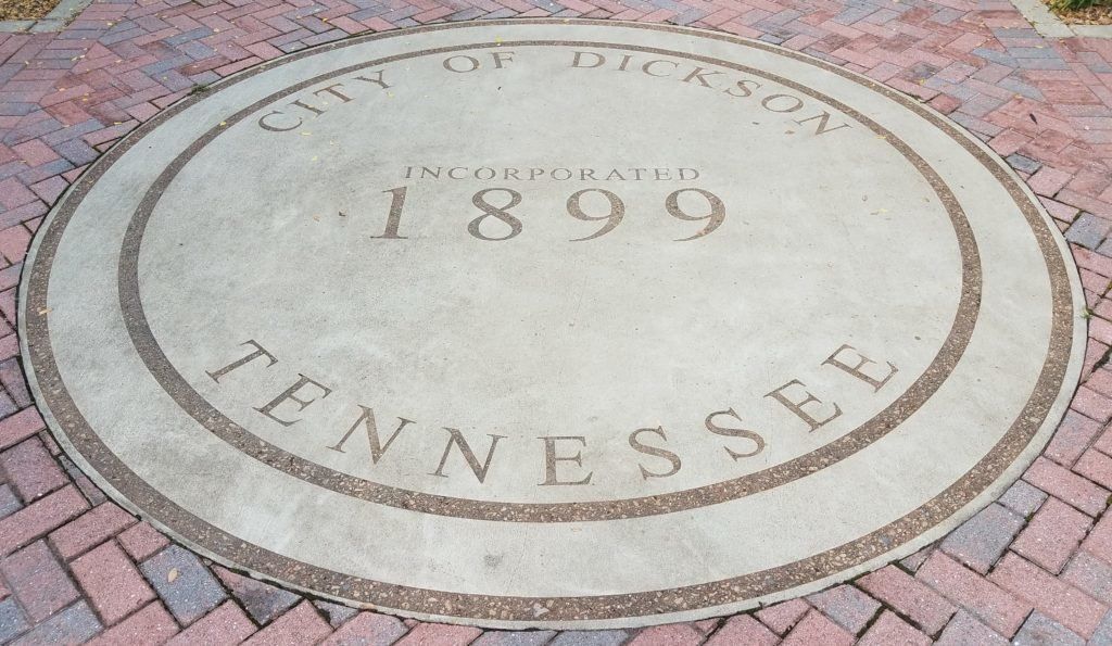 City of Dickson Medallion on Main Street