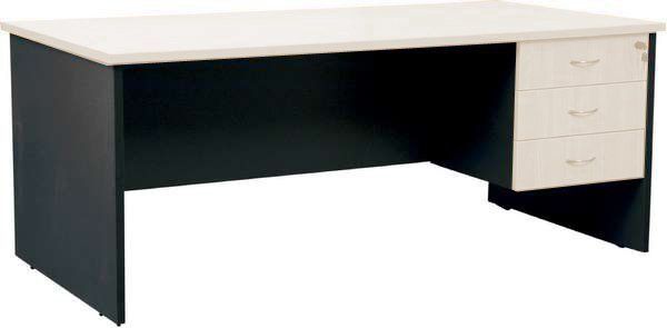 straight desk with drawer box white