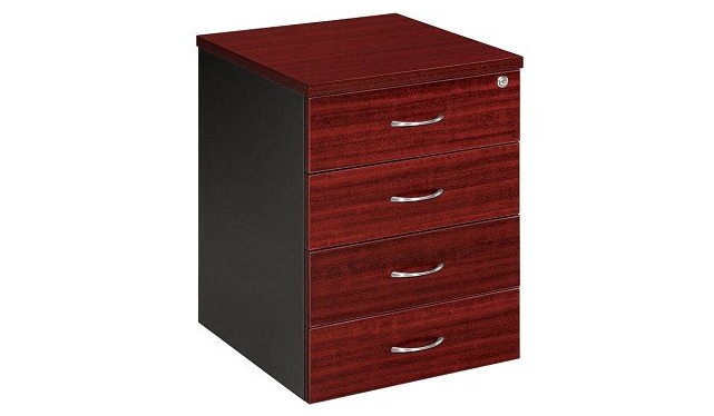 4 drawer mobile pedestal redwood