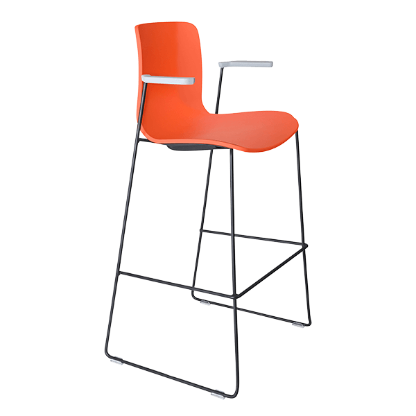acti stool with arms black sled frame