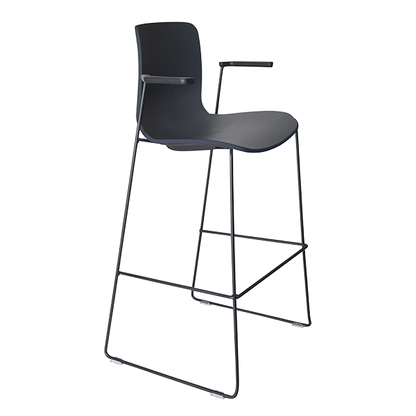 acti stool with arms black sled frame