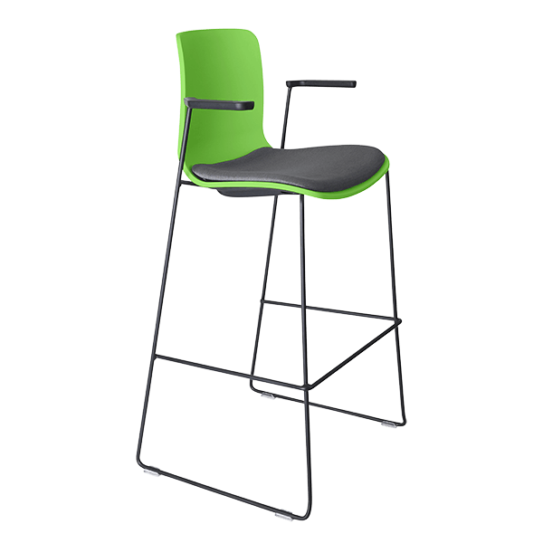 acti stool with arms black sled frame