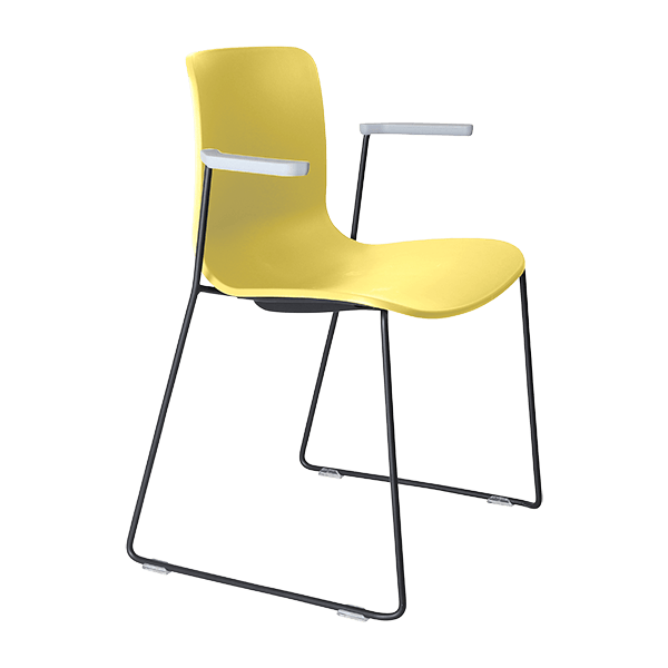 acti chair sled base chair with arms black powdercoat
