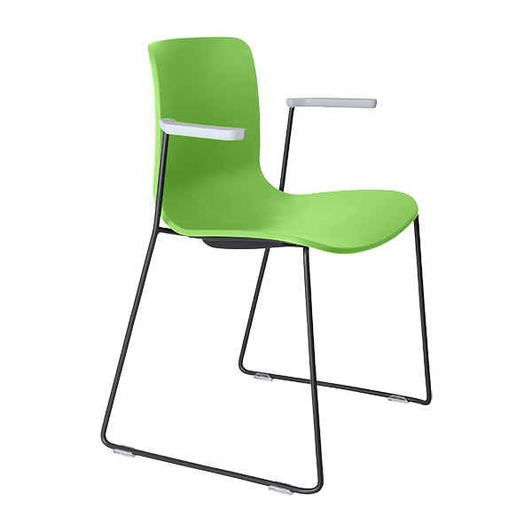 acti chair sled base chair with arms black powdercoat