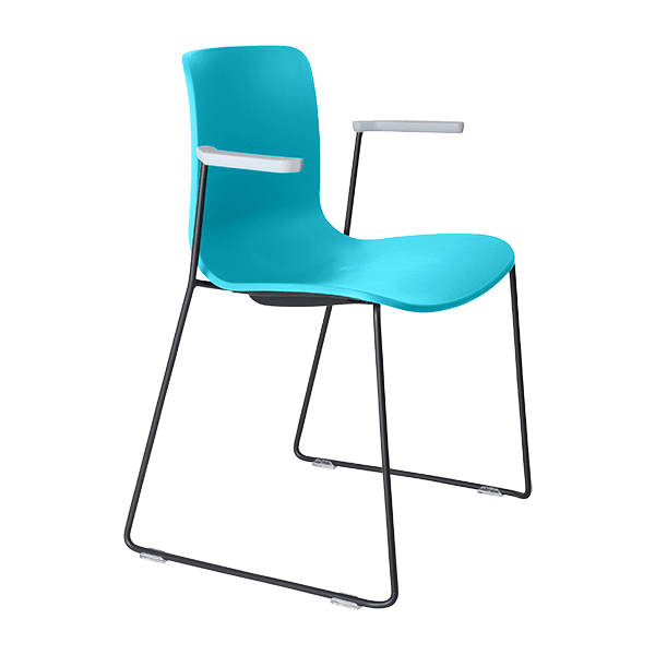 acti chair sled base chair with arms black powdercoat