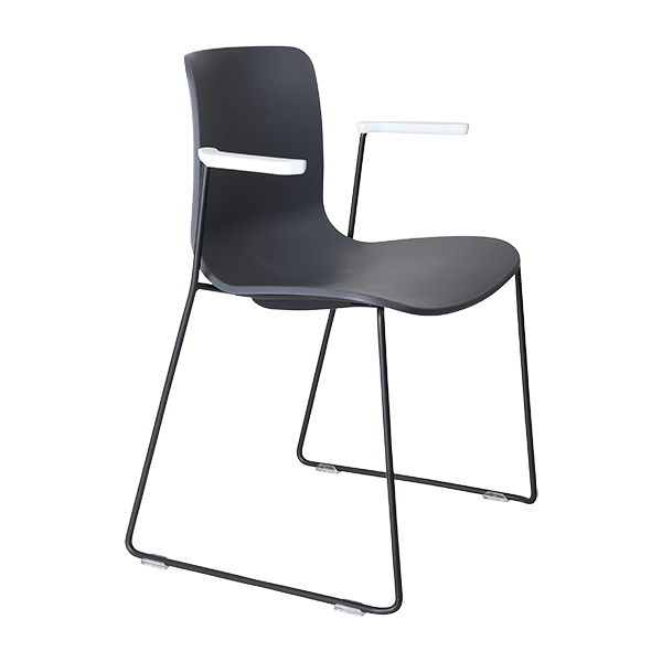 acti chair sled base chair with arms black powdercoat