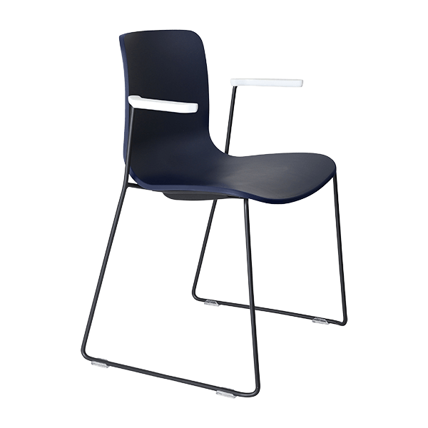 acti chair sled base chair with arms black powdercoat