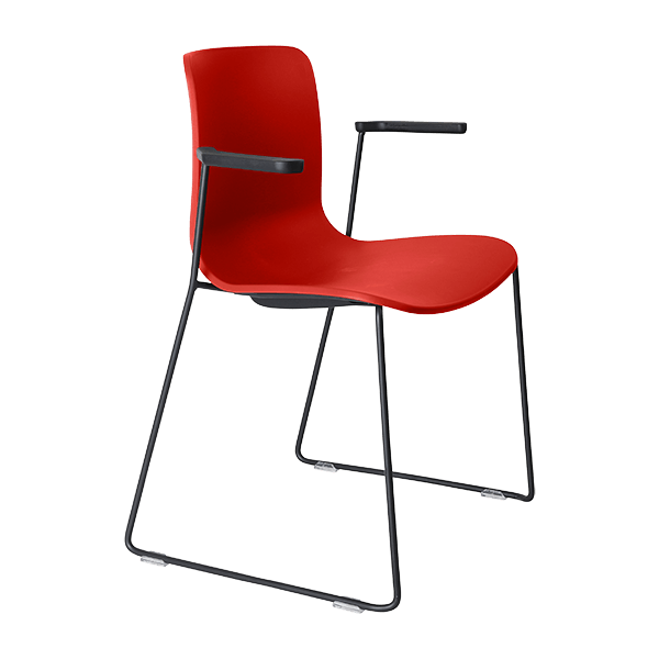 acti chair sled base chair with arms black powdercoat