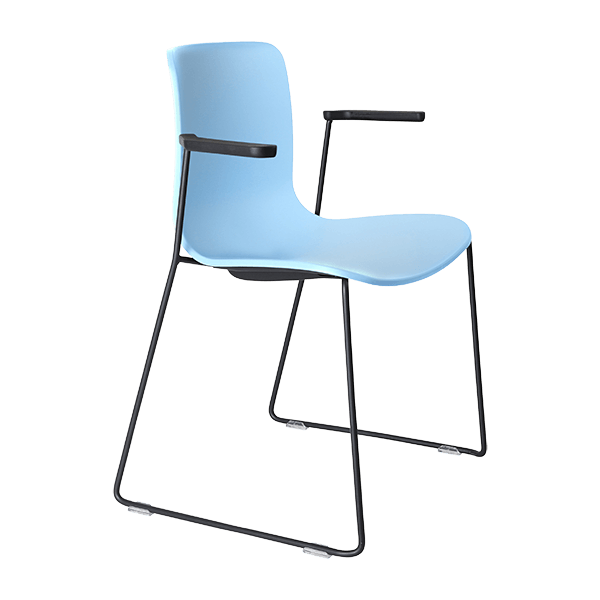 acti chair sled base chair with arms black powdercoat
