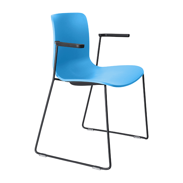 acti chair sled base chair with arms black powdercoat
