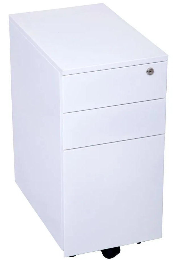 2 drawer 1 file slimline metal mobile pedestal white