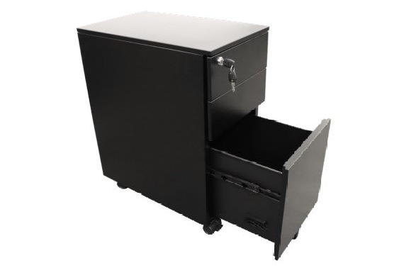 2 drawer 1 file slimline metal mobile pedestal black